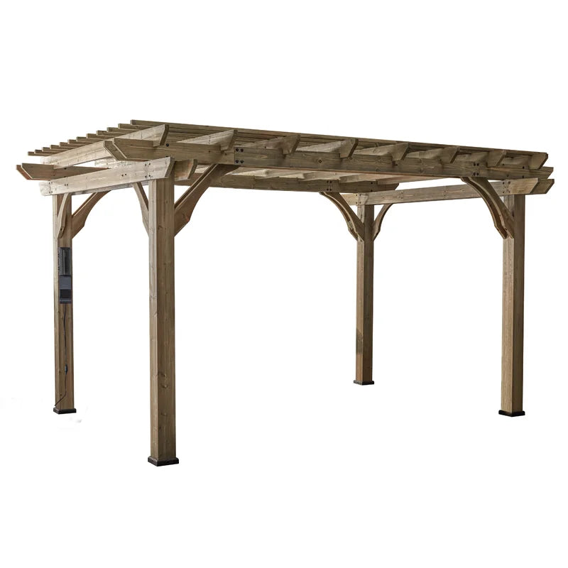 Furnishiaa Solid Wood 14 ft. x 10 ft. Canadian Pine Wood Pergola - Furnishiaa -  - 
