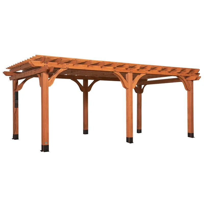 Furnishiaa Solid Wood 20 ft. x 12 ft. Imported Canadian Pine Wood Pergola - Furnishiaa -  - 