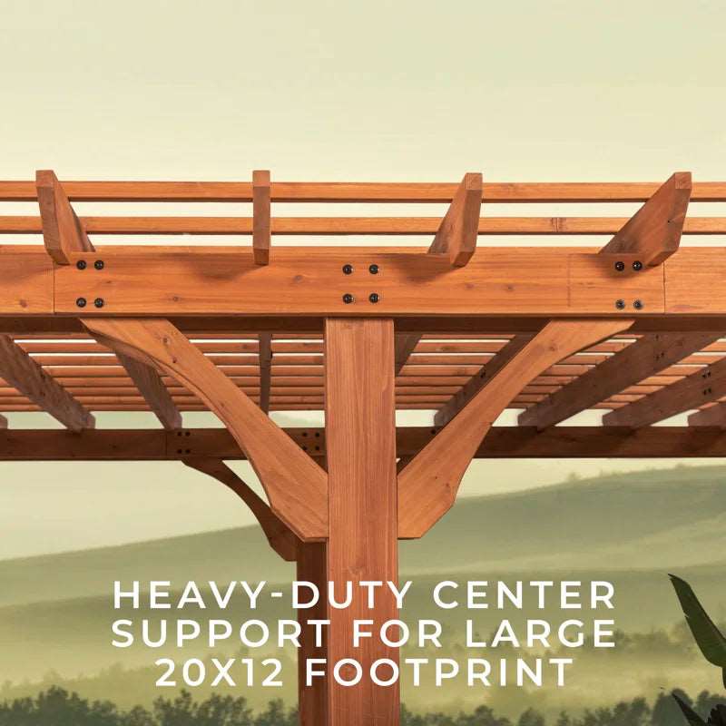 Furnishiaa Solid Wood 20 ft. x 12 ft. Imported Canadian Pine Wood Pergola - Furnishiaa -  - 