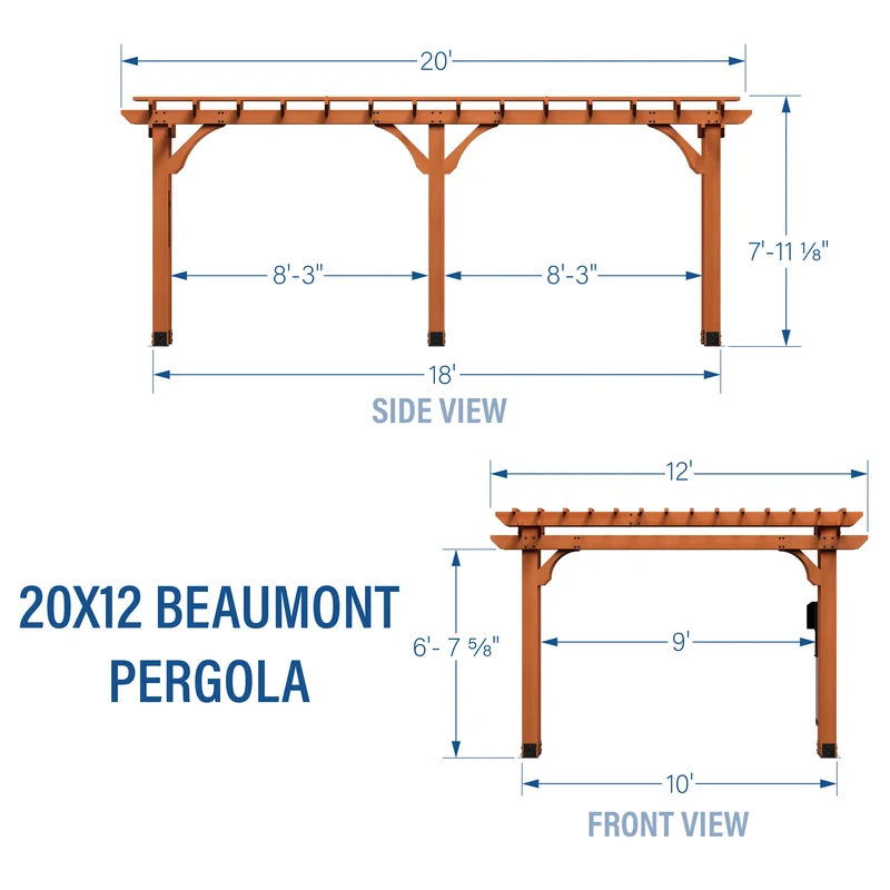 Furnishiaa Solid Wood 20 ft. x 12 ft. Imported Canadian Pine Wood Pergola - Furnishiaa -  - 