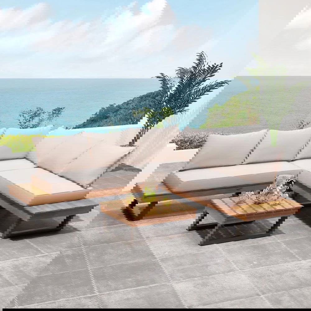 Furnishiaa Solid Wood 5 Seater Outdoor Sofa With Coffee Table - Furnishiaa -  - 