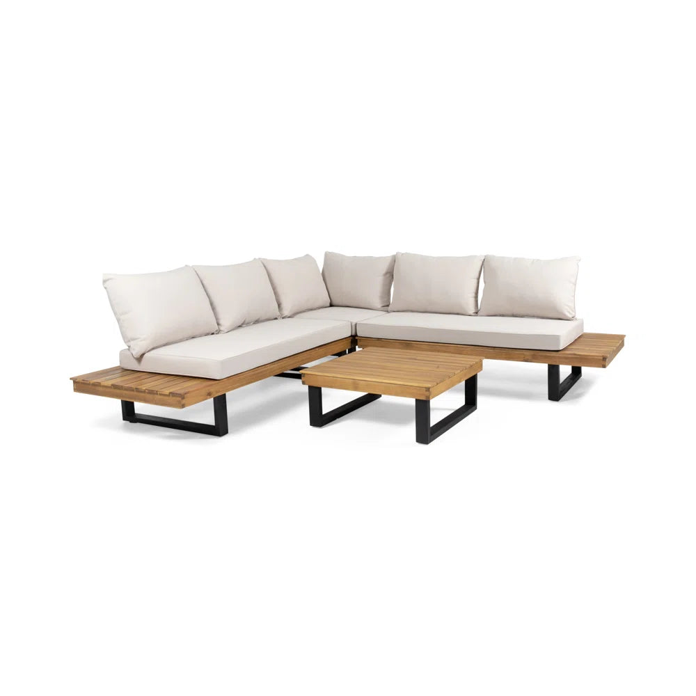 Furnishiaa Solid Wood 5 Seater Outdoor Sofa With Coffee Table - Furnishiaa -  - 