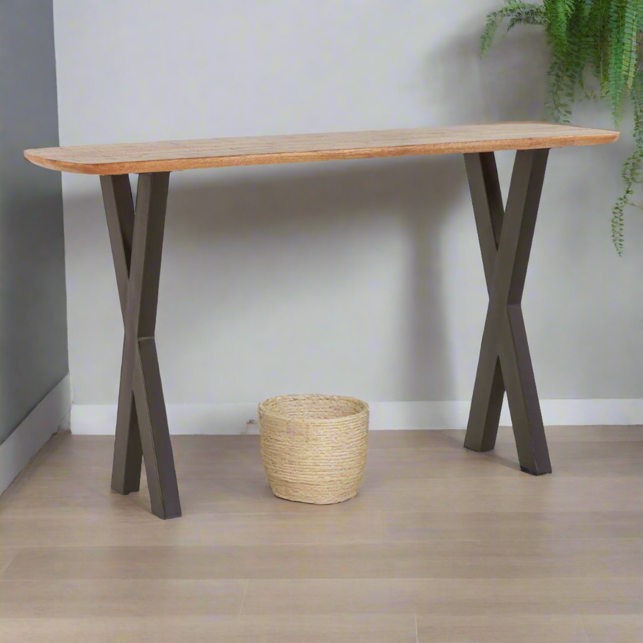 Furnishiaa Solid Wood And Iron Console Table - Furnishiaa -  - 