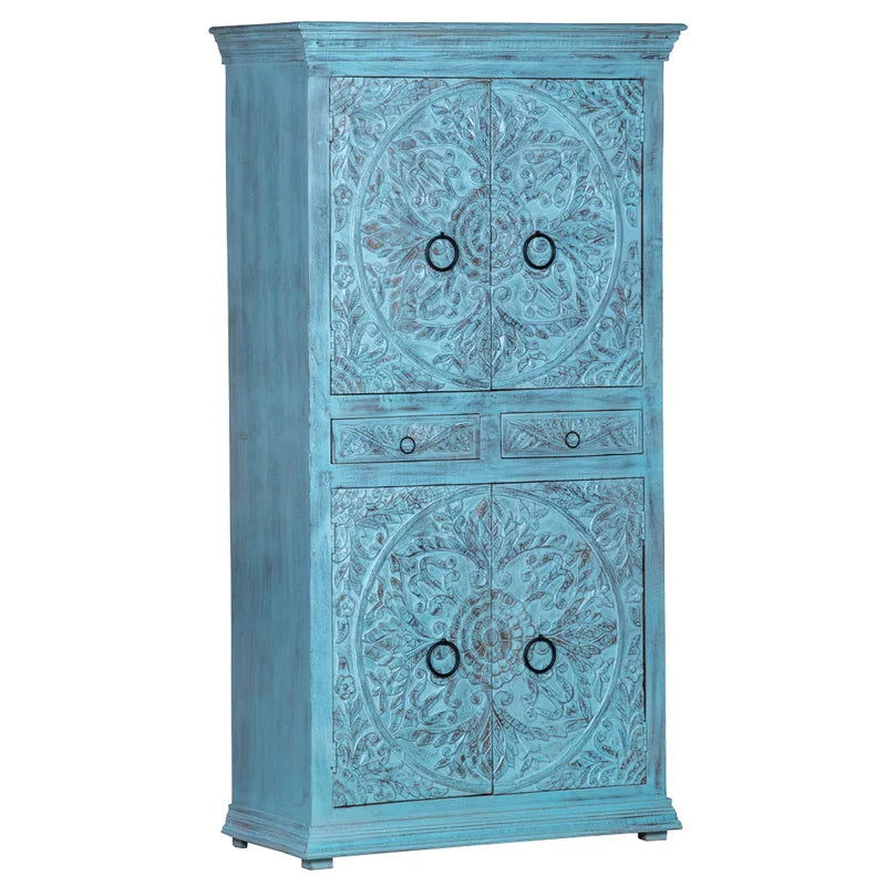 Furnishiaa Solid Wood Armoire with Carving - Furnishiaa -  - 