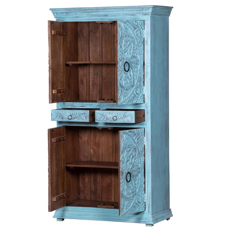 Furnishiaa Solid Wood Armoire with Carving - Furnishiaa -  - 