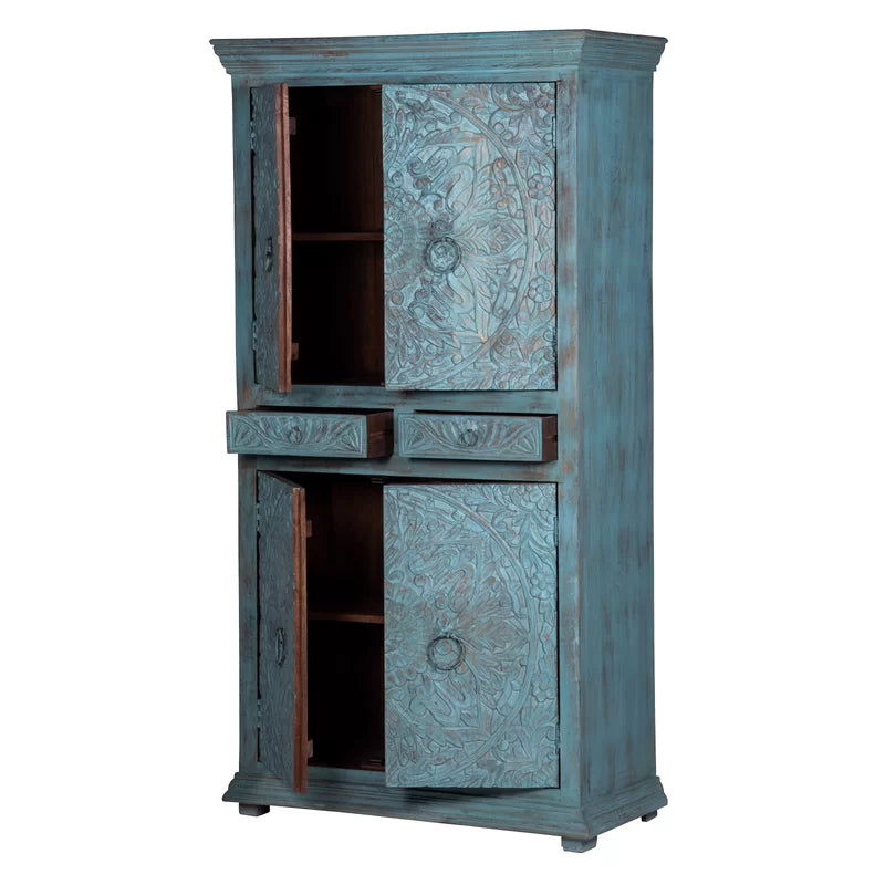 Furnishiaa Solid Wood Armoire with Carving - Furnishiaa -  - 