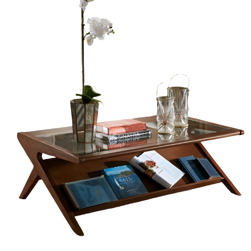 Furnishiaa Solid Wood Coffee Table With Tempered Glass - Furnishiaa -  - 