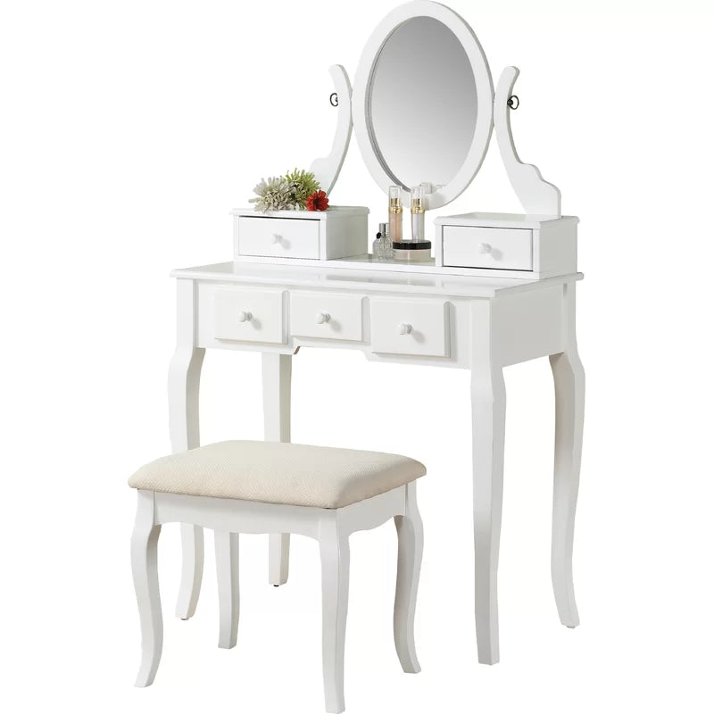Furnishiaa Solid Wood Curved Dressing Table - Furnishiaa -  - 