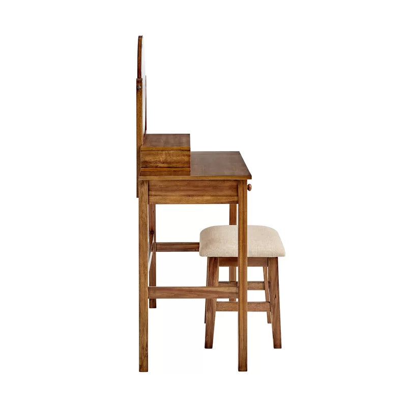 Furnishiaa Solid Wood Dressing Table with Stool - Furnishiaa -  - 