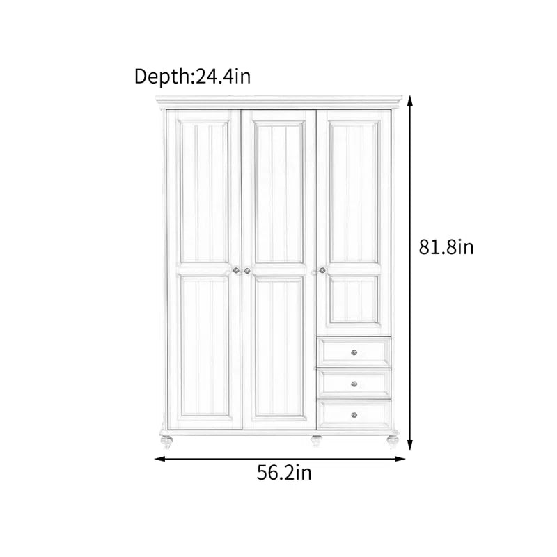 Furnishiaa Solid Wood European Style Wardrobe - Furnishiaa -  - 