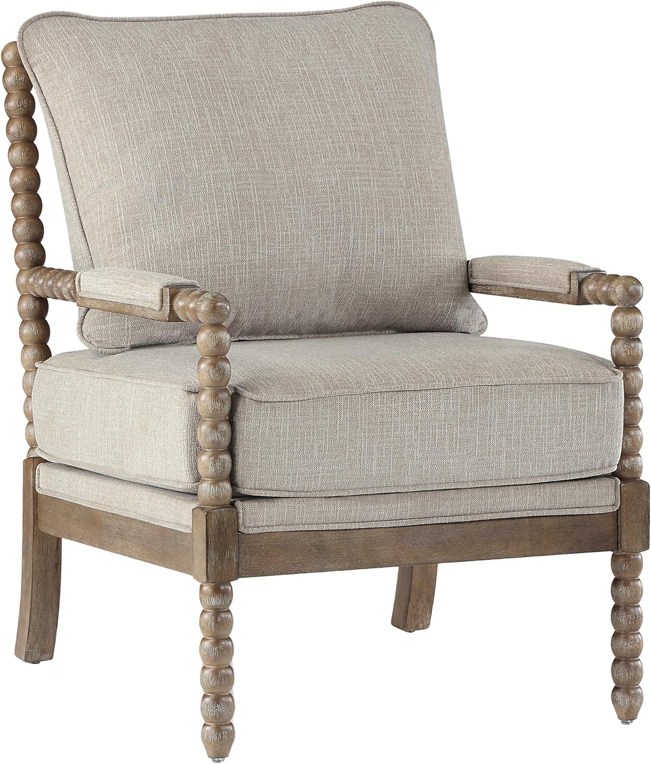 Furnishiaa Solid Wood Frame Linen Fabric Spindle Accent Chair - Furnishiaa -  - 