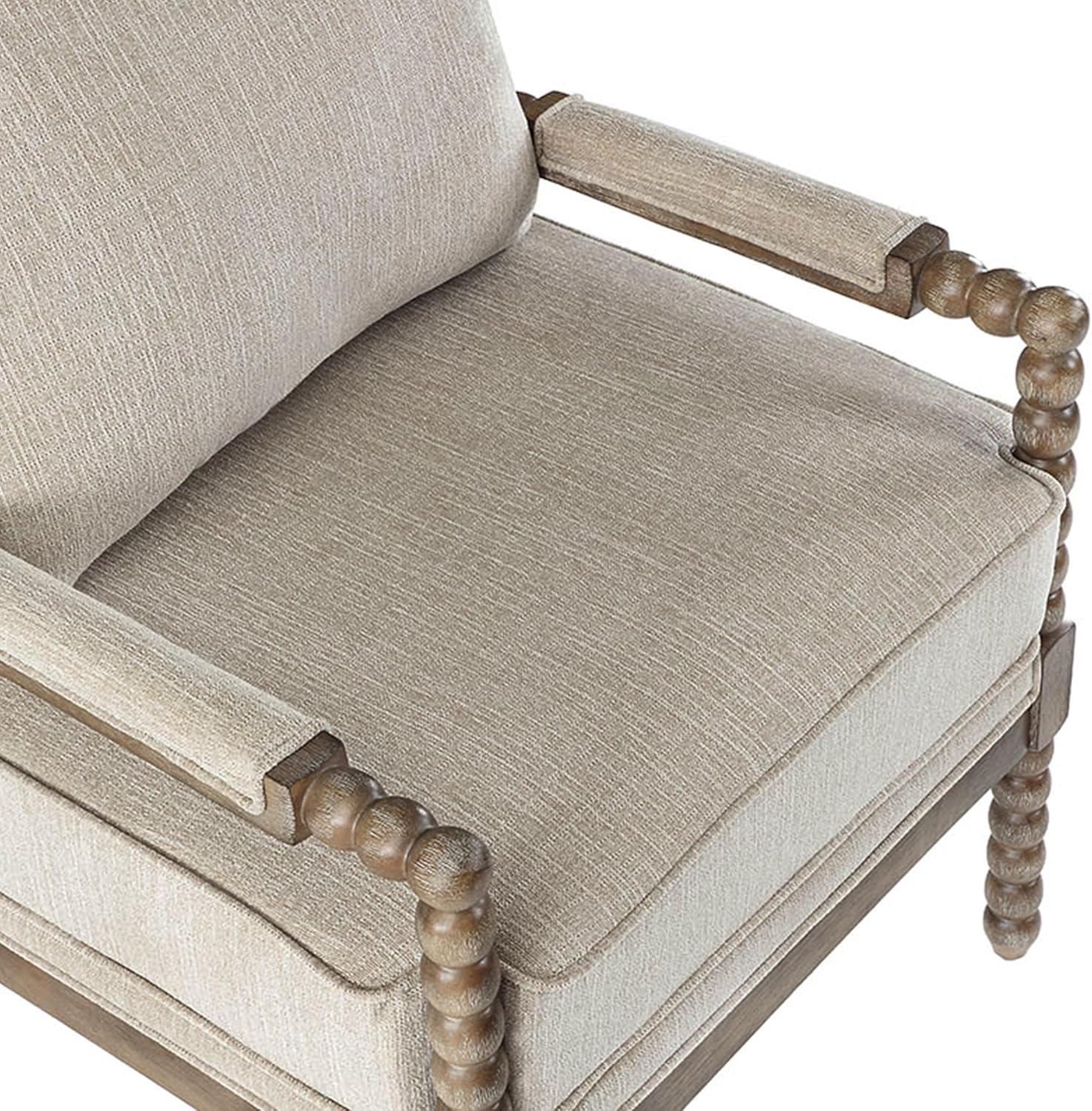 Furnishiaa Solid Wood Frame Linen Fabric Spindle Accent Chair - Furnishiaa -  - 