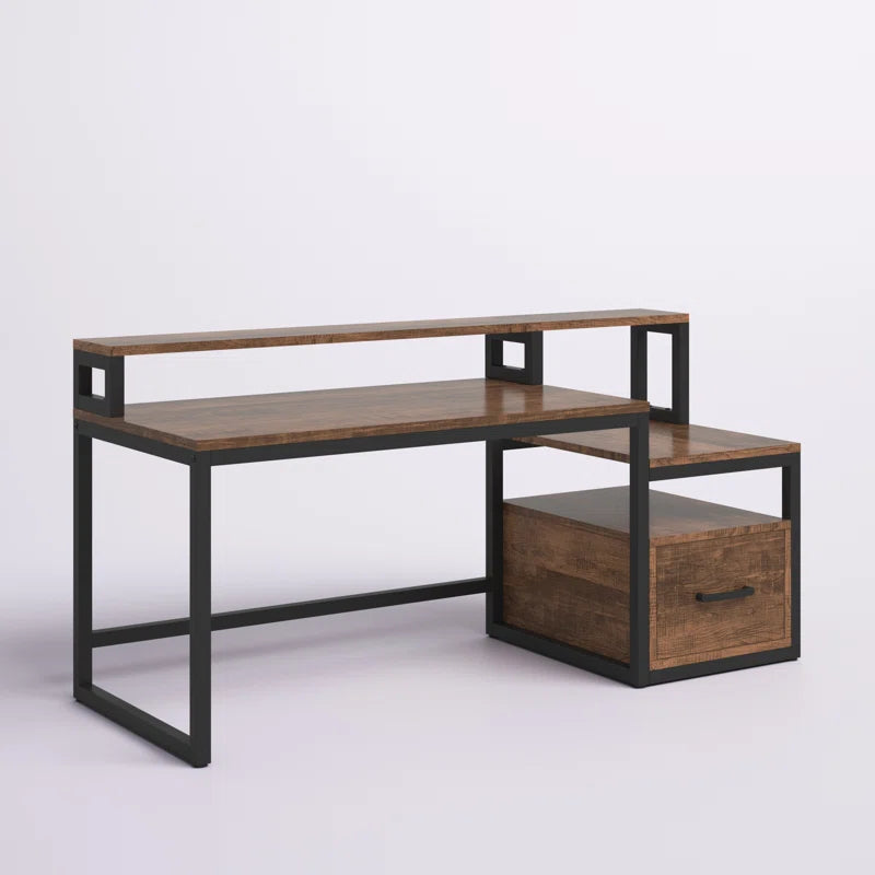 Furnishiaa Solid Wood Iron Study Table with Drawer - Furnishiaa -  - 