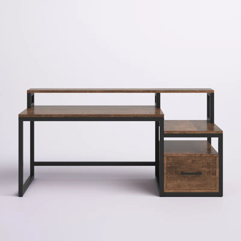 Furnishiaa Solid Wood Iron Study Table with Drawer - Furnishiaa -  - 