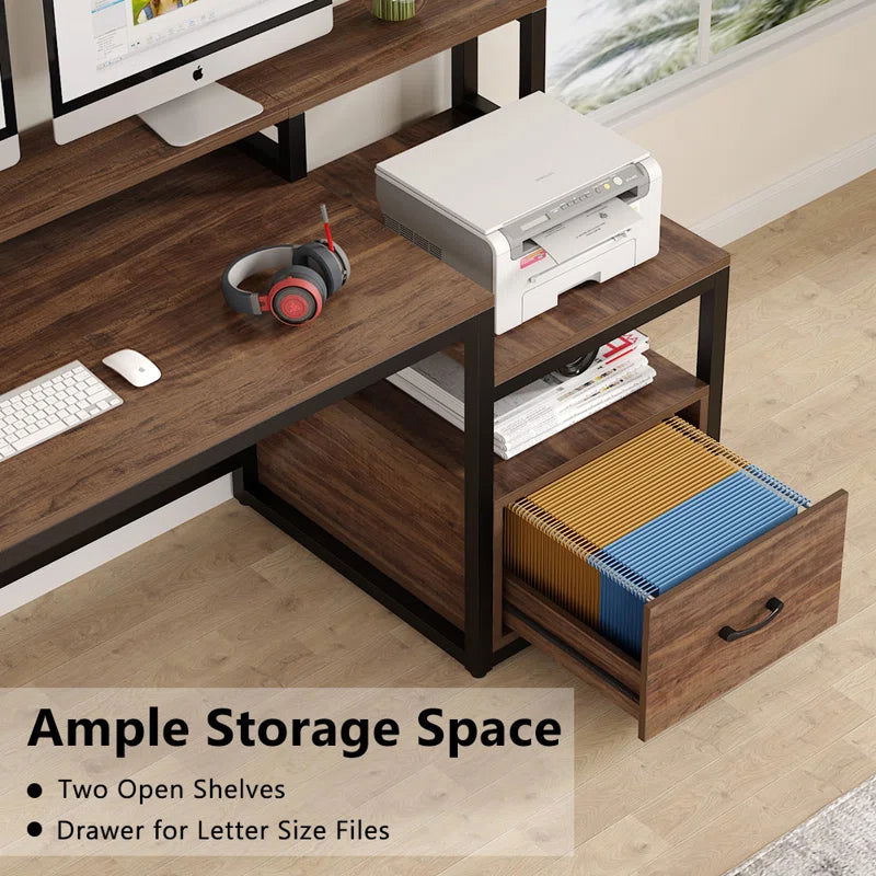 Furnishiaa Solid Wood Iron Study Table with Drawer - Furnishiaa -  - 