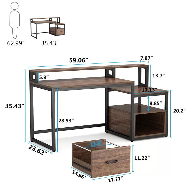 Furnishiaa Solid wood Iron Study table With Drawer