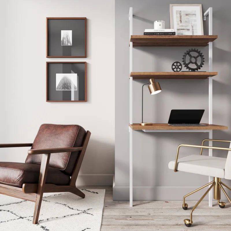 Furnishiaa Solid Wood Ladder Study Table For Home Office