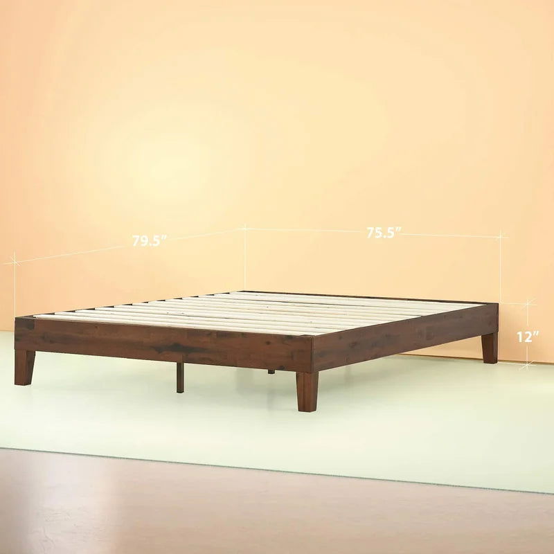 Furnishiaa Solid Wood Low Profile Platform Bed - Furnishiaa -  - 