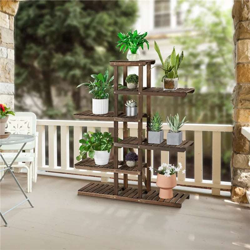 Furnishiaa Solid Wood Multi Tiered Plant Stand - Furnishiaa -  - 