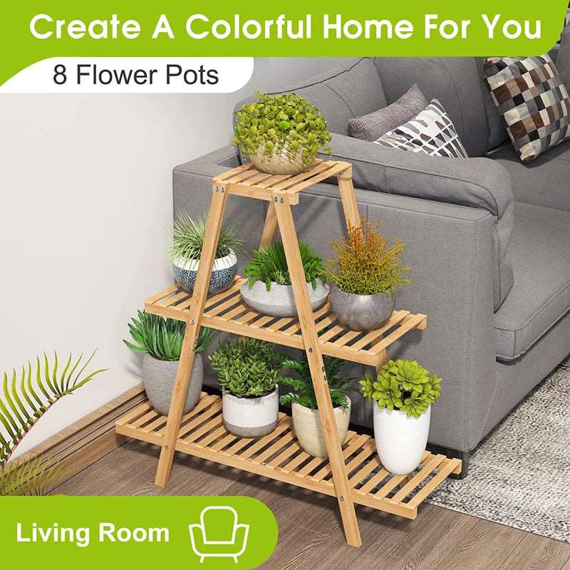 Furnishiaa Solid Wood Multi Tiered Plant Stand - Furnishiaa -  - 