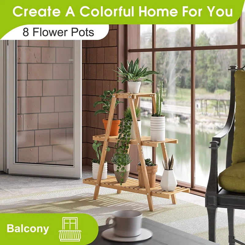 Furnishiaa Solid Wood Multi Tiered Plant Stand - Furnishiaa -  - 