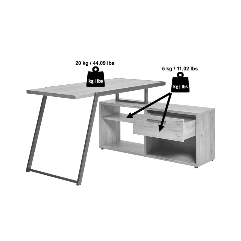 Furnishiaa Solid Wood Sleek Metal Frame L Shaped Desk - Furnishiaa -  - 