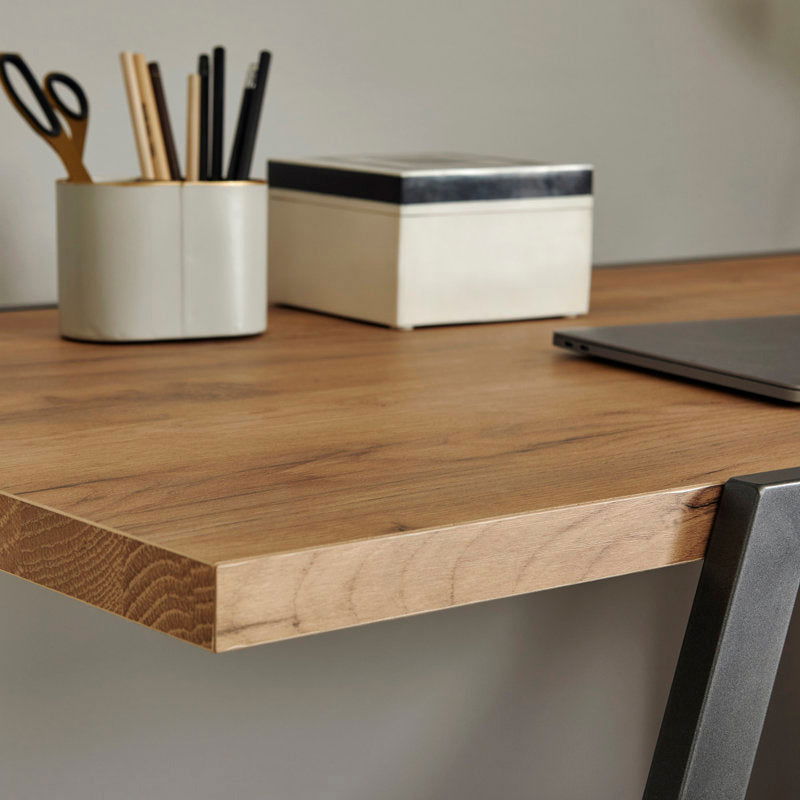 Furnishiaa Solid Wood Sleek Metal Frame L Shaped Desk - Furnishiaa -  - 