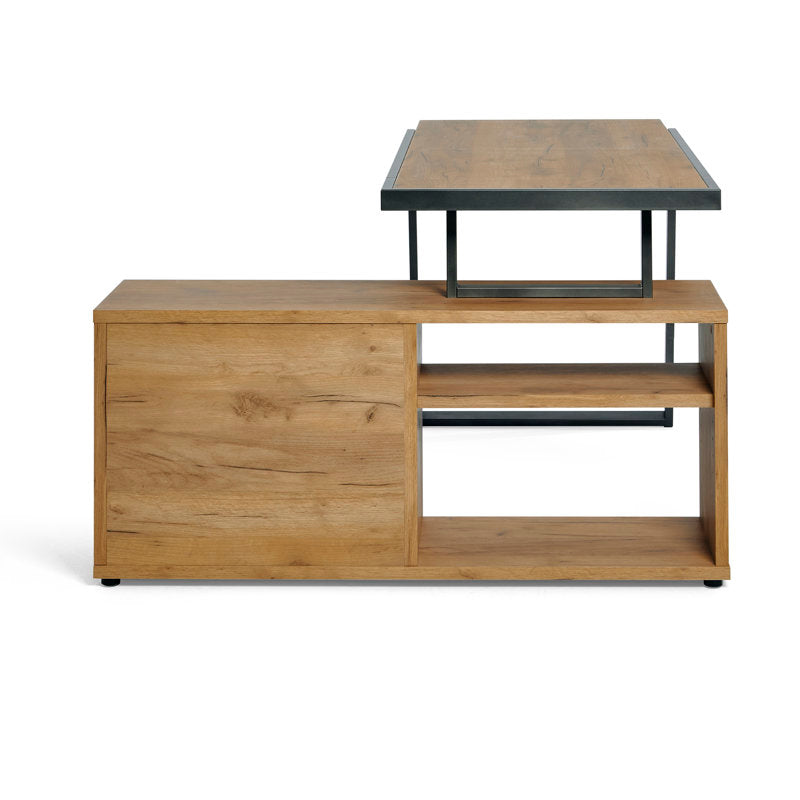 Furnishiaa Solid Wood Sleek Metal Frame L Shaped Desk - Furnishiaa -  - 
