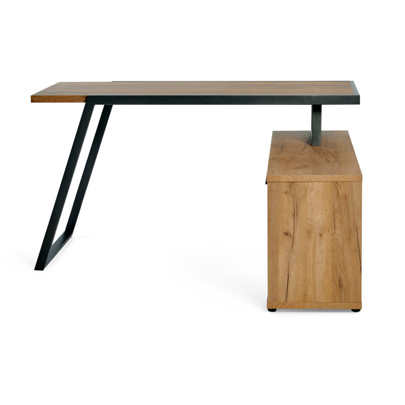 Furnishiaa Solid Wood Sleek Metal Frame L Shaped Desk - Furnishiaa -  - 