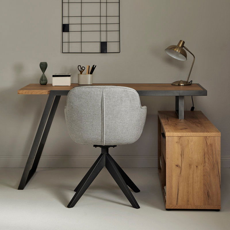 Furnishiaa Solid Wood Sleek Metal Frame L Shaped Desk - Furnishiaa -  - 