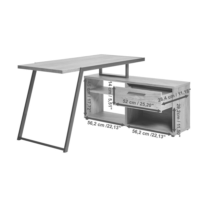 Furnishiaa Solid Wood Sleek Metal Frame L Shaped Desk - Furnishiaa -  - 