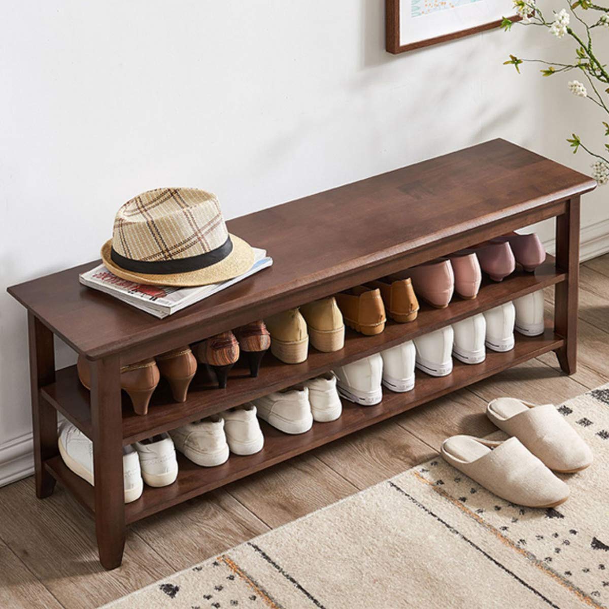 Furnishiaa Storage Bench Wooden Shoe Rack - Furnishiaa -  - 