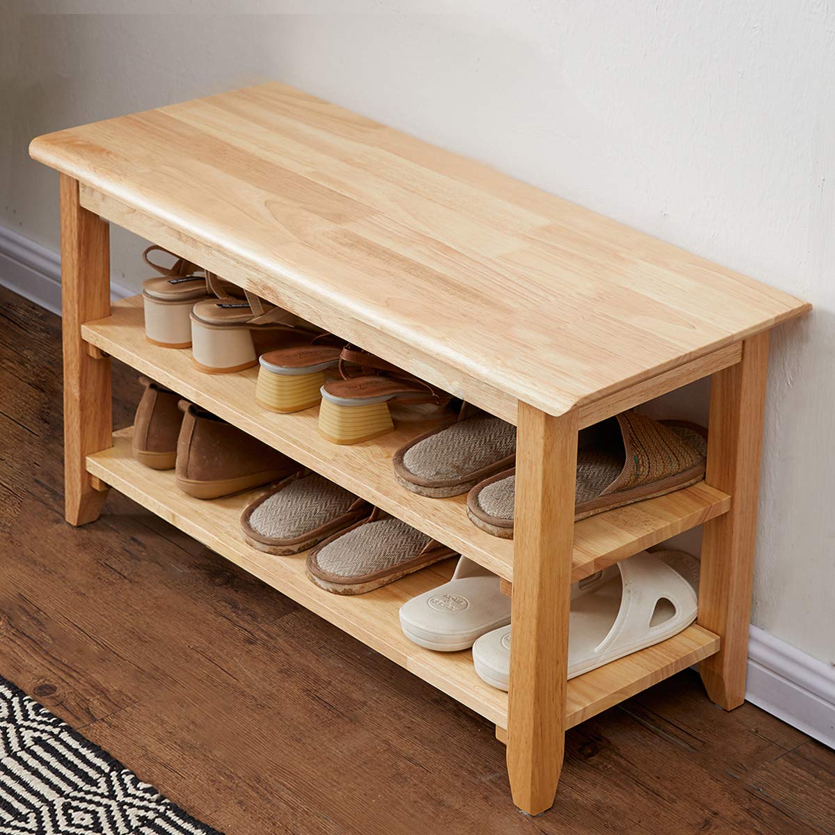 Furnishiaa Storage Bench Wooden Shoe Rack - Furnishiaa -  - 