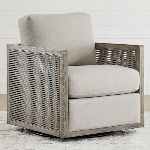 Furnishiaa Swivel Solid Wood Rattan Arm Accent Chair - Furnishiaa -  - 