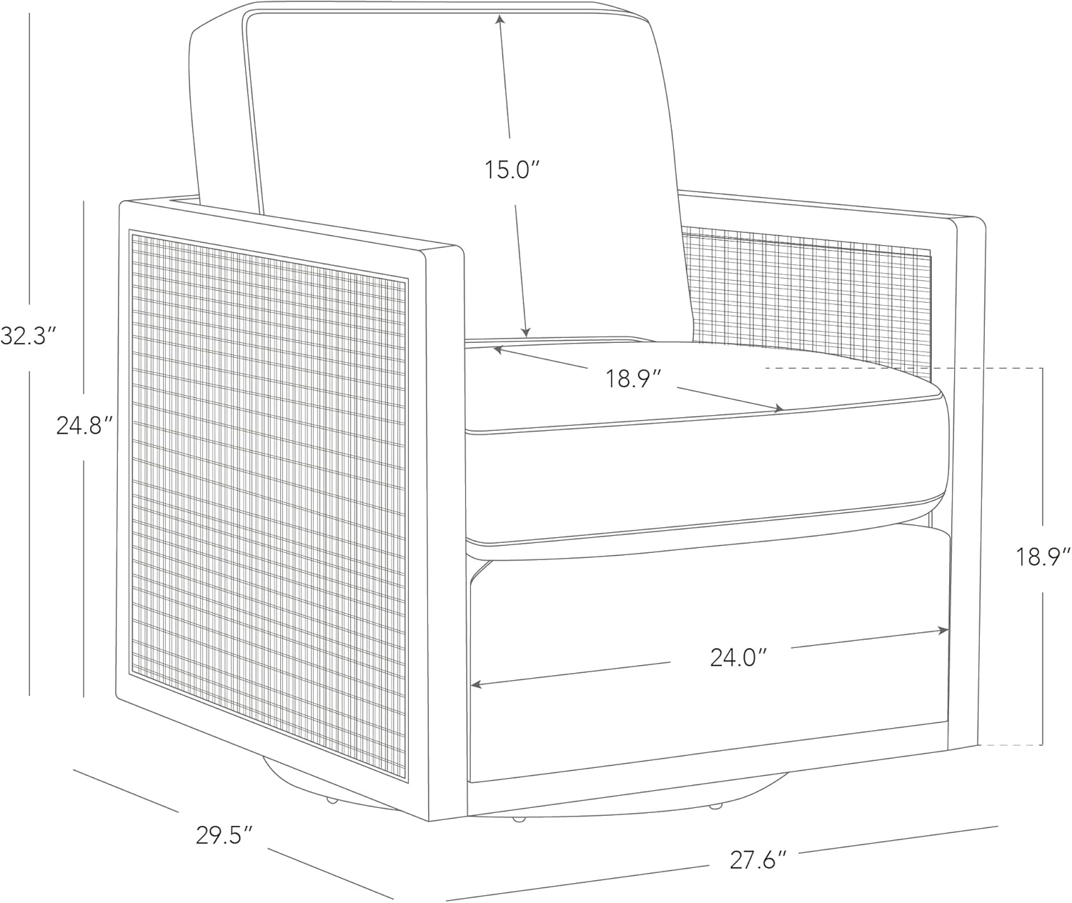 Furnishiaa Swivel Solid Wood Rattan Arm Accent Chair - Furnishiaa -  - 