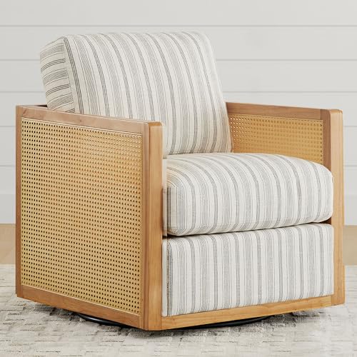 Furnishiaa Swivel Solid Wood Rattan Arm Accent Chair - Furnishiaa -  - 