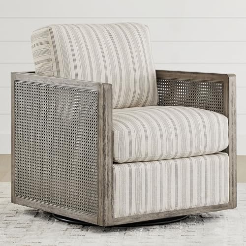 Furnishiaa Swivel Solid Wood Rattan Arm Accent Chair - Furnishiaa -  - 