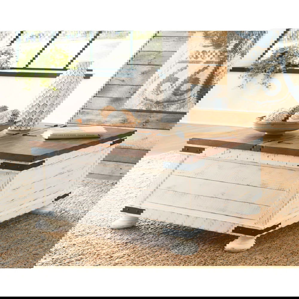 Furnishiaa Traditional Solid Wood Distressed Coffee Table with Storage - Furnishiaa -  - 