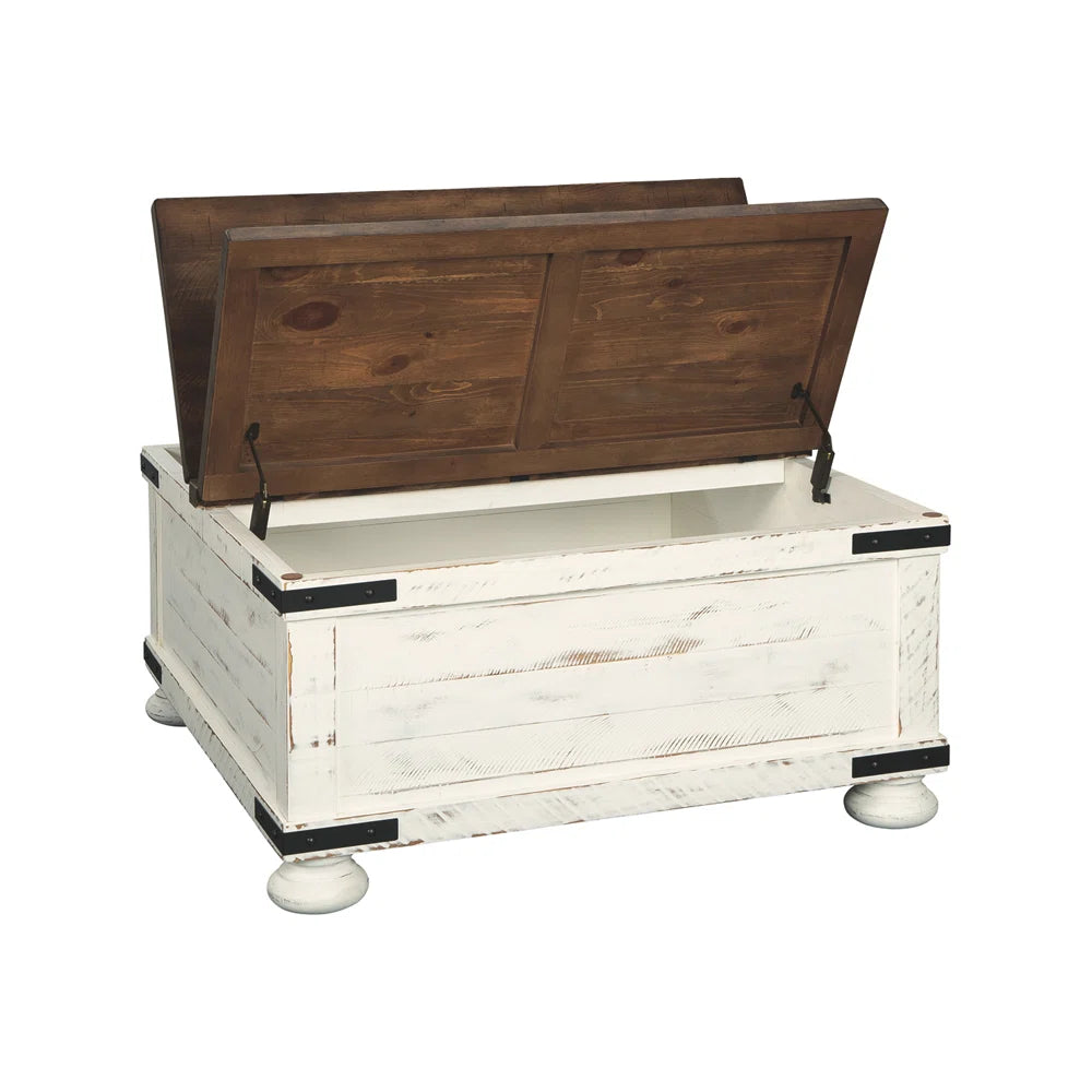 Furnishiaa Traditional Solid Wood Distressed Coffee Table with Storage - Furnishiaa -  - 