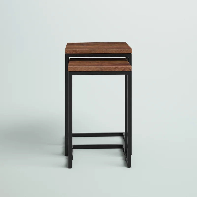 Furnishiaa Unique Solid Wood Iron Frame Nest of Table - Furnishiaa -  - 
