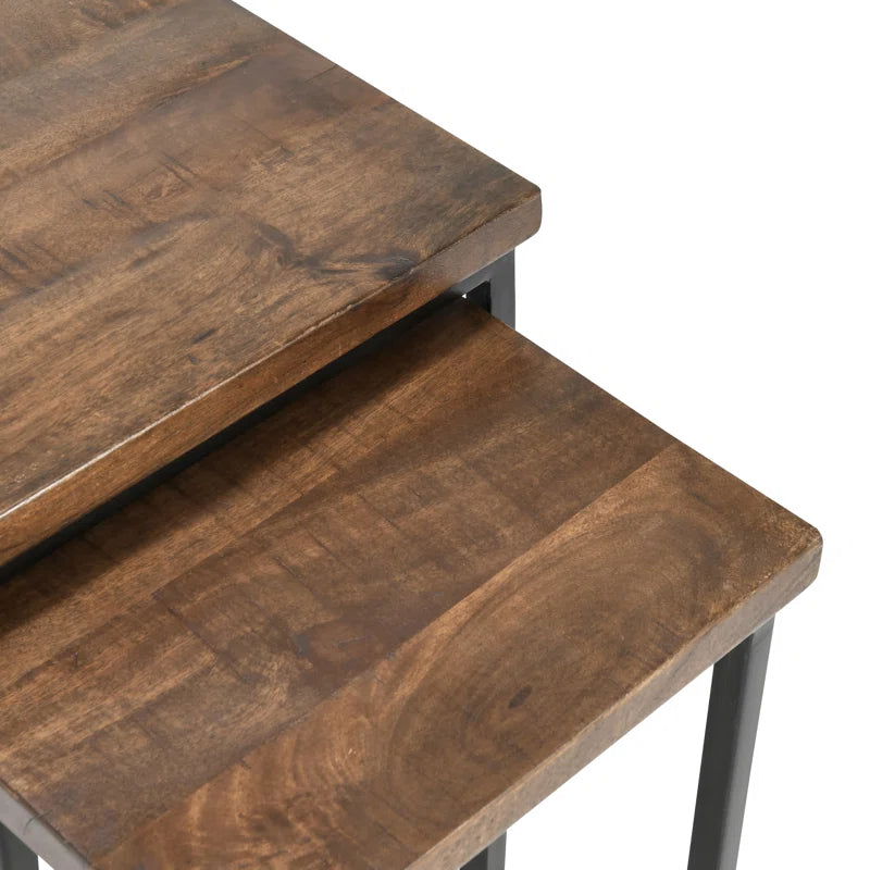 Furnishiaa Unique Solid Wood Iron Frame Nest of Table - Furnishiaa -  - 