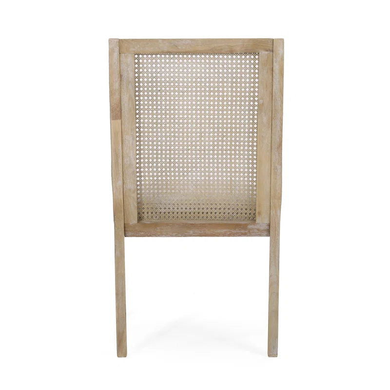 Furnishiaa Upholstered Distressed Side Chair With Natural Cane Set Of 2 - Furnishiaa -  - 