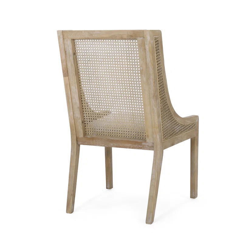 Furnishiaa Upholstered Distressed Side Chair With Natural Cane Set Of 2 - Furnishiaa -  - 