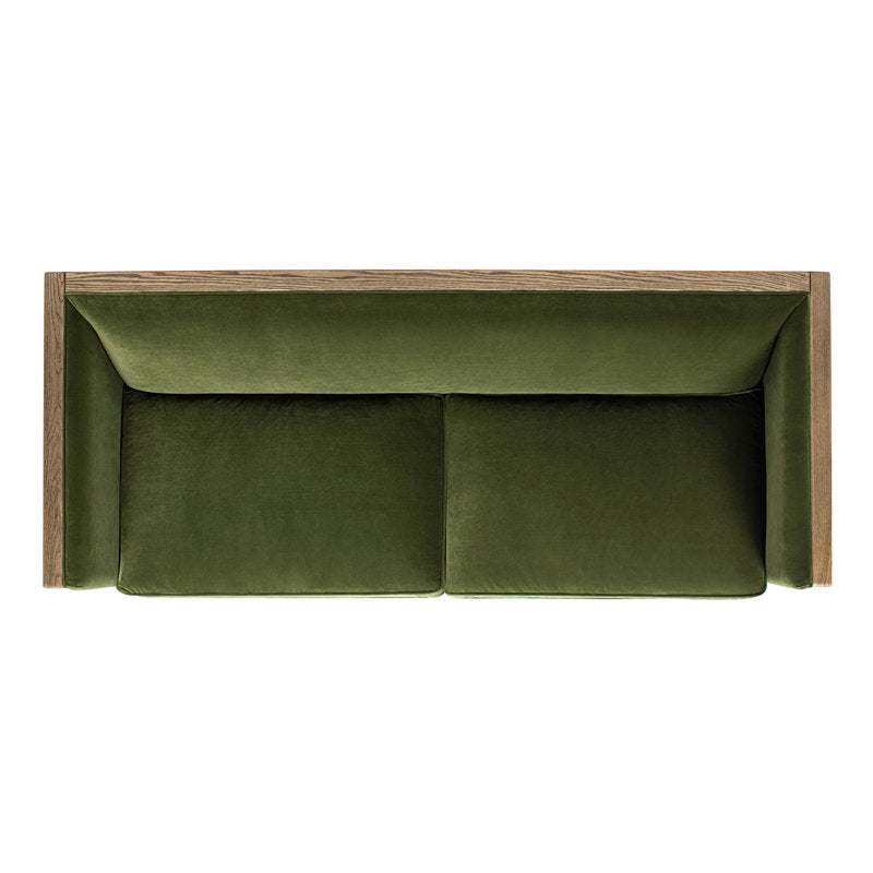Furnishiaa Upholstered Sofa with Natural Cane and Olive Velvet - Furnishiaa -  - 