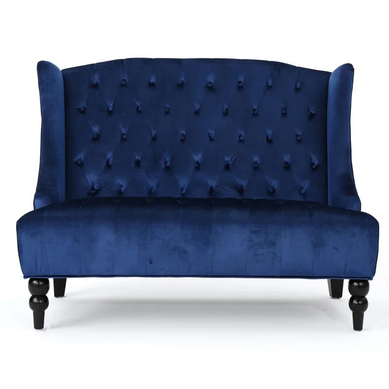 Furnishiaa Velvet Blue Love Seat - Furnishiaa -  - 