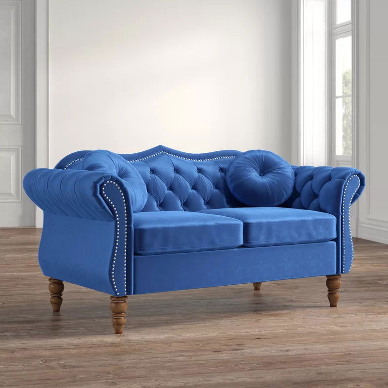 Furnishiaa Velvet Blue Love Sofa For Living Room - Furnishiaa -  - 