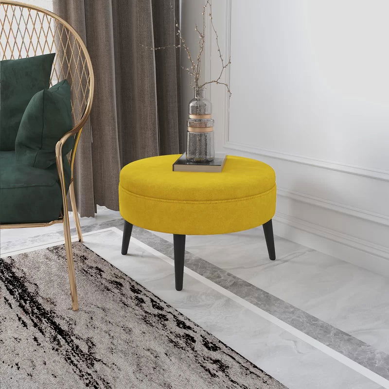 Furnishiaa Yellow Fabric Upholstered Ottoman - Furnishiaa -  - 