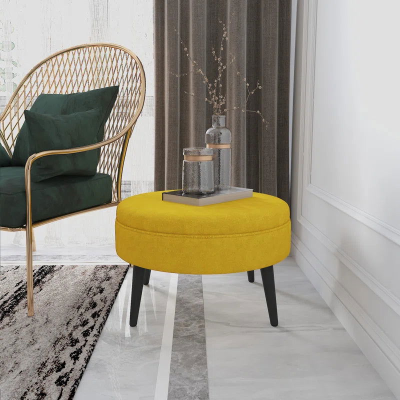 Furnishiaa Yellow Fabric Upholstered Ottoman - Furnishiaa -  - 