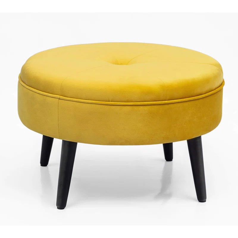 Furnishiaa Yellow Fabric Upholstered Ottoman - Furnishiaa -  - 