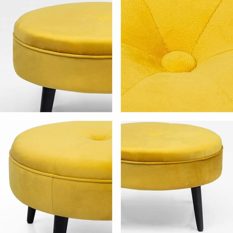 Furnishiaa Yellow Fabric Upholstered Ottoman - Furnishiaa -  - 